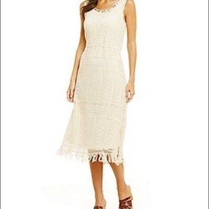 New Sahara Oasis Crochet Dress by Reba, Natural, (size M)